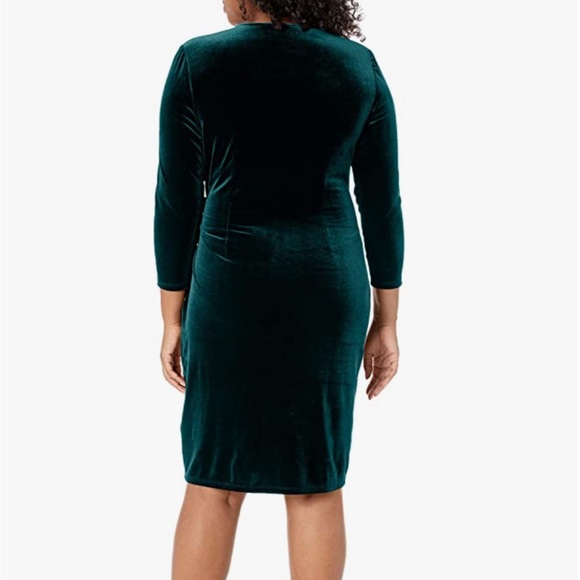 Anne Klein green velvet dress wrap v neck 16 - Picture 2 of 6